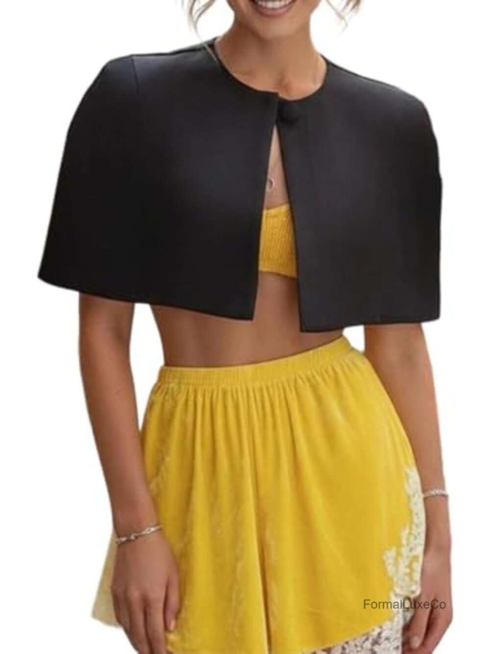 Women's Polyester Evening Shawl Wrap Open Front Capelet Wedding Cover Up